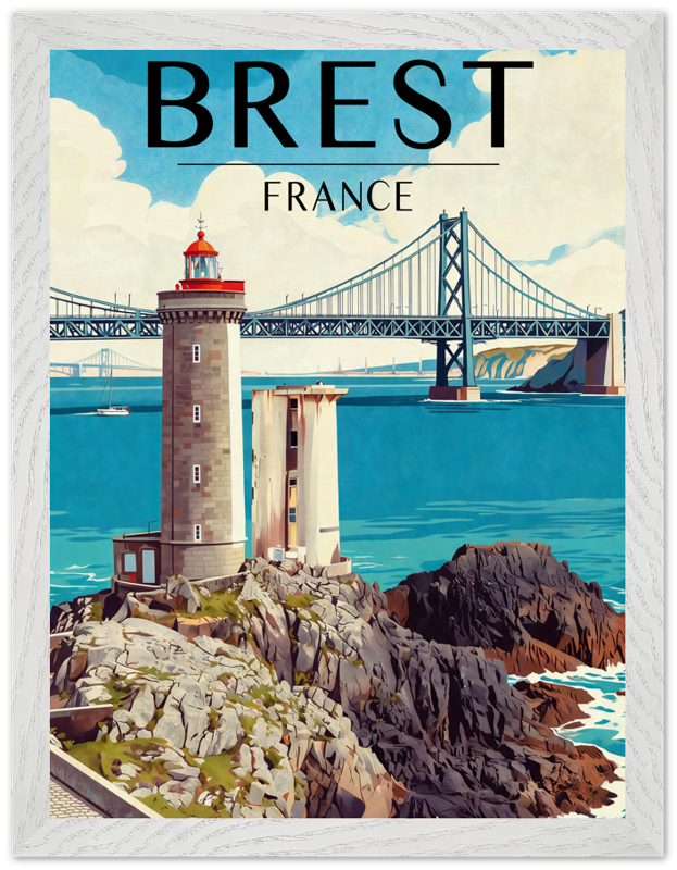 Affiche Brest encadrée 30x40 cm, cadre blanc