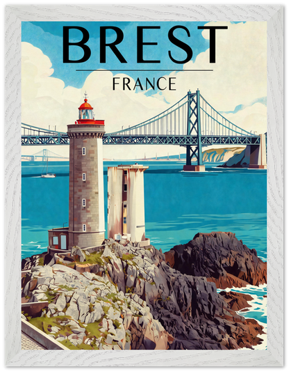 Affiche Brest encadrée 30x40 cm, cadre blanc