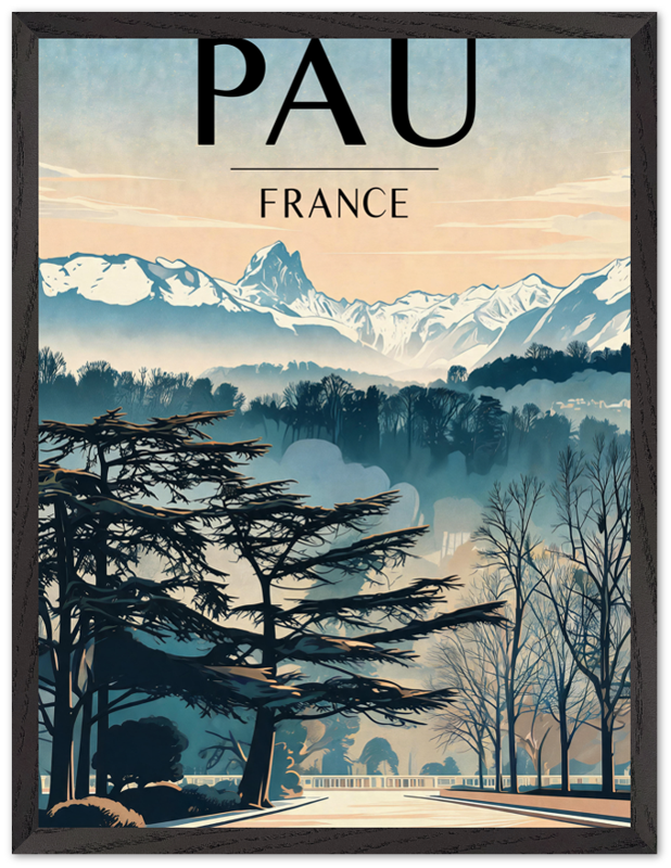 Affiche Pau encadrée 45x60 cm, cadre noir