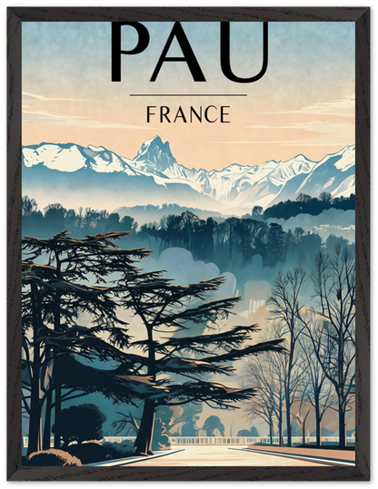 Affiche Pau encadrée 45x60 cm, cadre noir