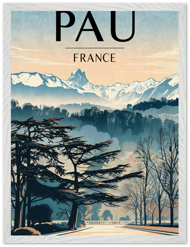 Affiche Pau encadrée 45x60 cm, cadre blanc