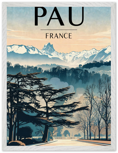 Affiche Pau encadrée 45x60 cm, cadre blanc