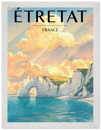 Affiche Étretat encadrée 30x40 cm, cadre blanc