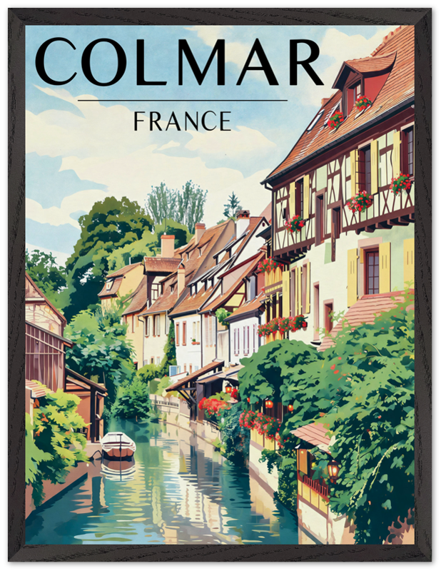 Affiche Colmar encadrée 45x60 cm, cadre noir