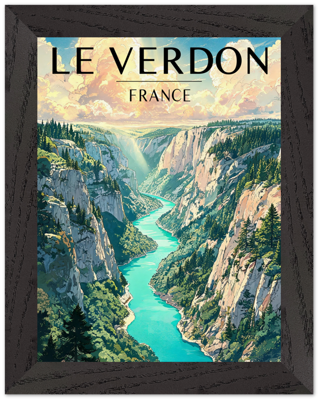 Affiche Gorges du Verdon encadrée 15x20 cm, cadre noir