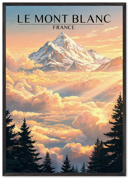 Affiche Mont Blanc encadrée 70x100 cm, cadre noir