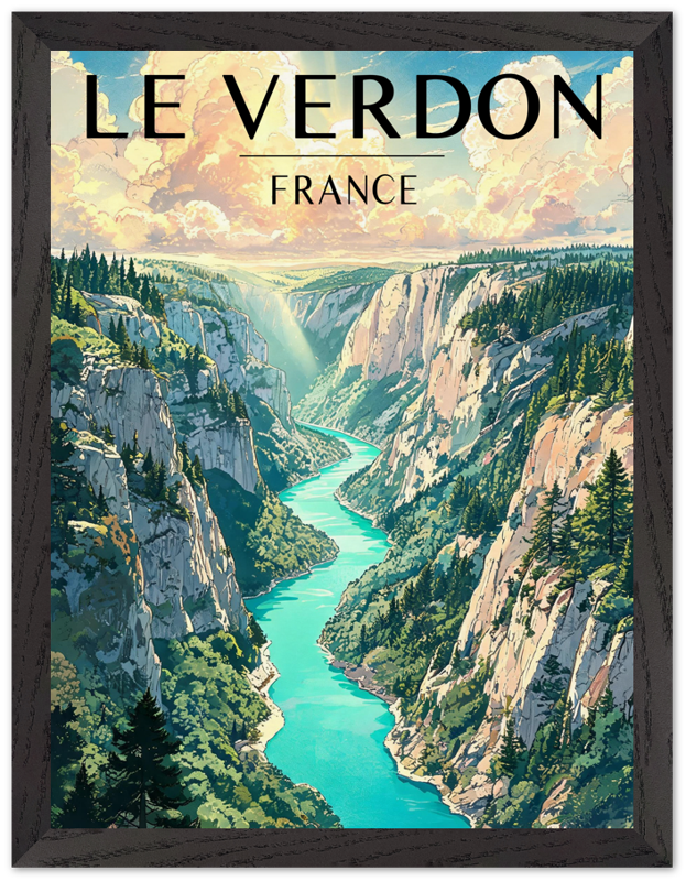 Affiche Gorges du Verdon encadrée 30x40 cm, cadre noir
