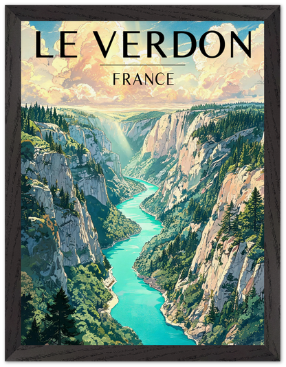Affiche Gorges du Verdon encadrée 30x40 cm, cadre noir