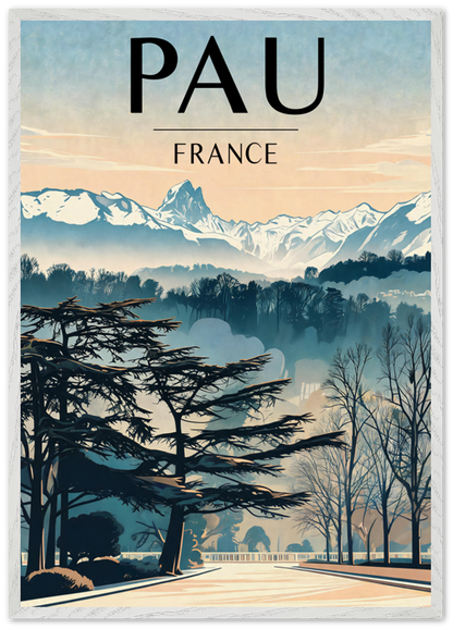 Affiche Pau encadrée 70x100 cm, cadre blanc