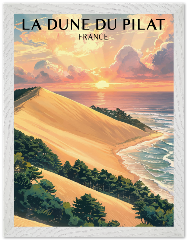 Affiche Dune du Pilat encadrée 30x40 cm, cadre blanc