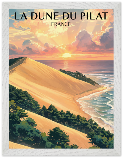 Affiche Dune du Pilat encadrée 30x40 cm, cadre blanc