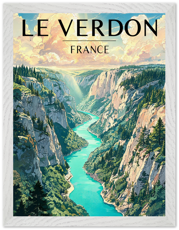Affiche Gorges du Verdon encadrée 30x40 cm, cadre blanc