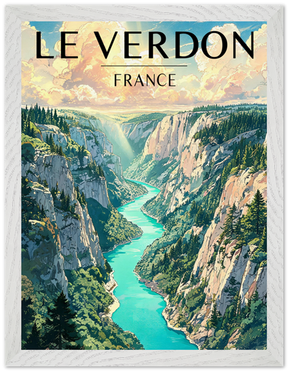 Affiche Gorges du Verdon encadrée 30x40 cm, cadre blanc