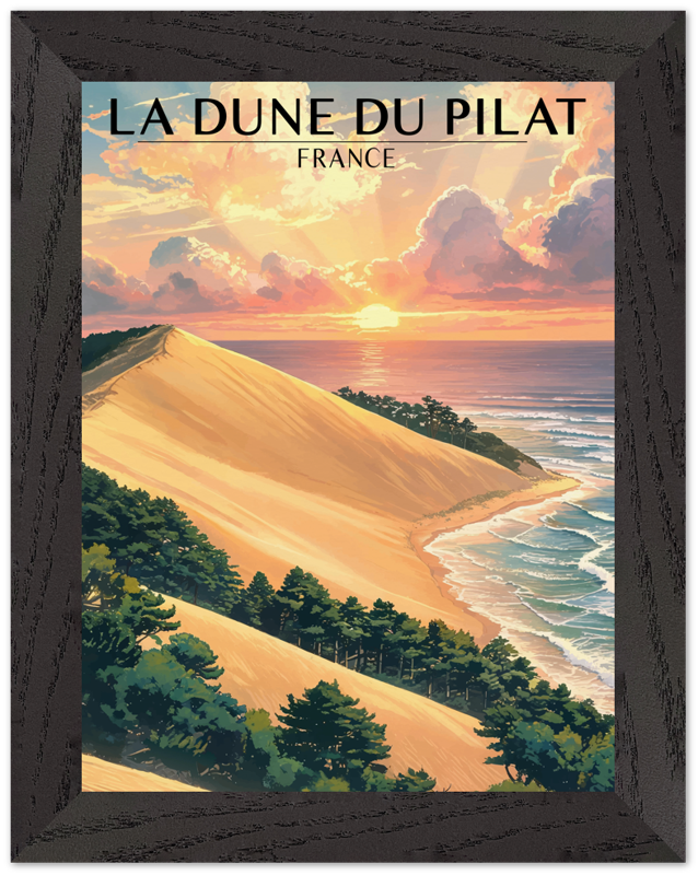 Affiche Dune du Pilat encadrée 15x20 cm, cadre noir