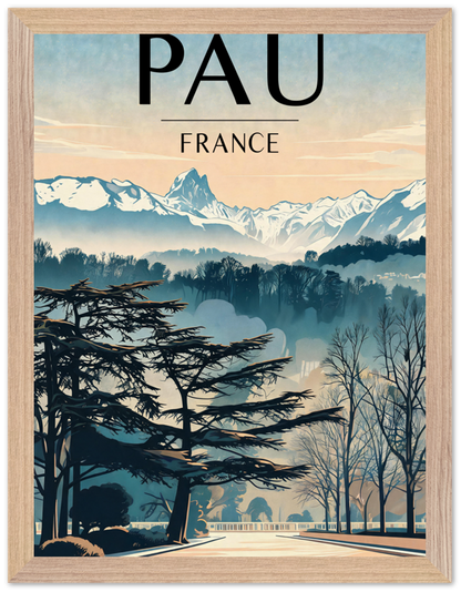 Affiche Pau encadrée 30x40 cm, cadre bois naturel
