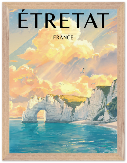 Affiche Étretat encadrée 30x40 cm, cadre bois naturel