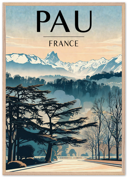 Affiche Pau encadrée 70x100 cm, cadre bois naturel