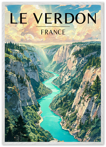 Affiche Gorges du Verdon encadrée 70x100 cm, cadre blanc