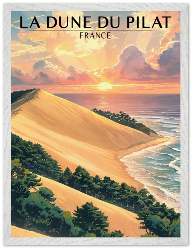 Affiche Dune du Pilat encadrée 45x60 cm, cadre blanc