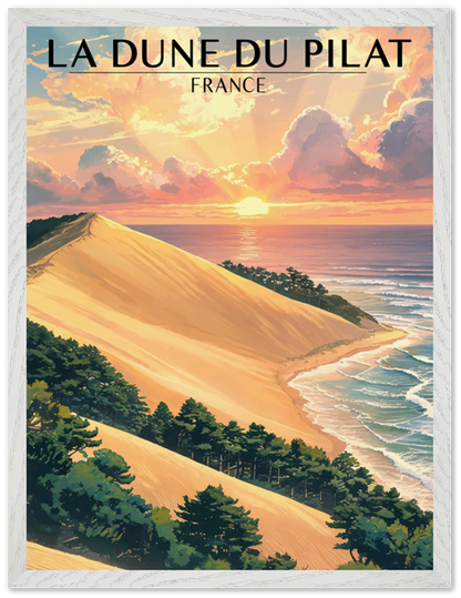 Affiche Dune du Pilat encadrée 45x60 cm, cadre blanc