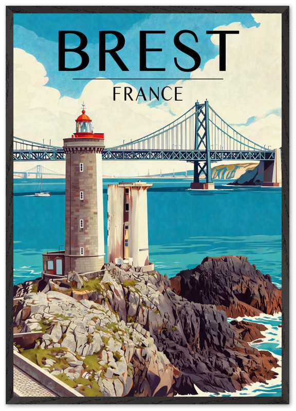 Affiche Brest encadrée 70x100 cm, cadre noir