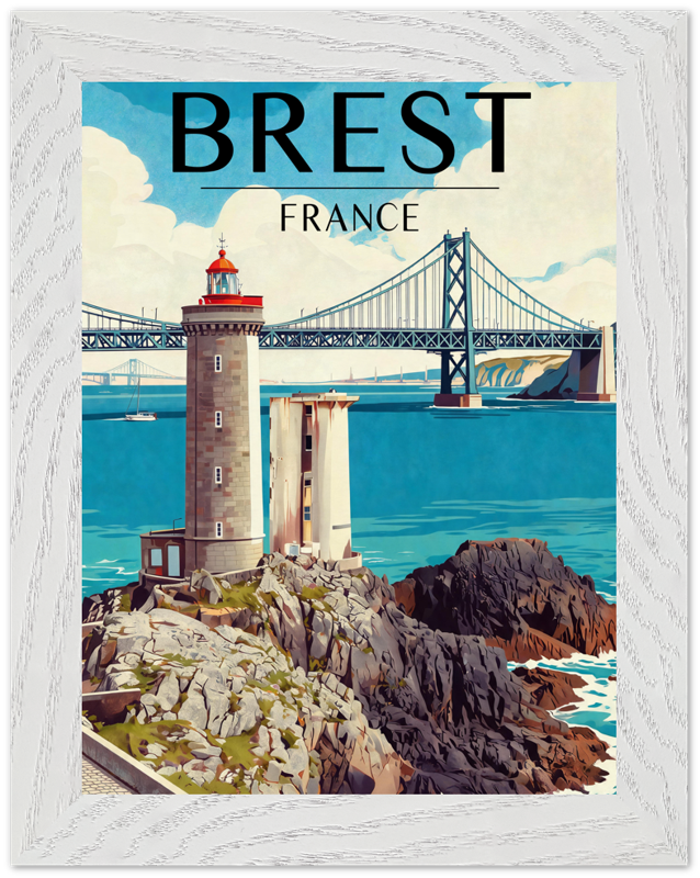 Affiche Brest encadrée 15x20 cm, cadre blanc
