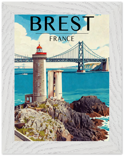 Affiche Brest encadrée 15x20 cm, cadre blanc