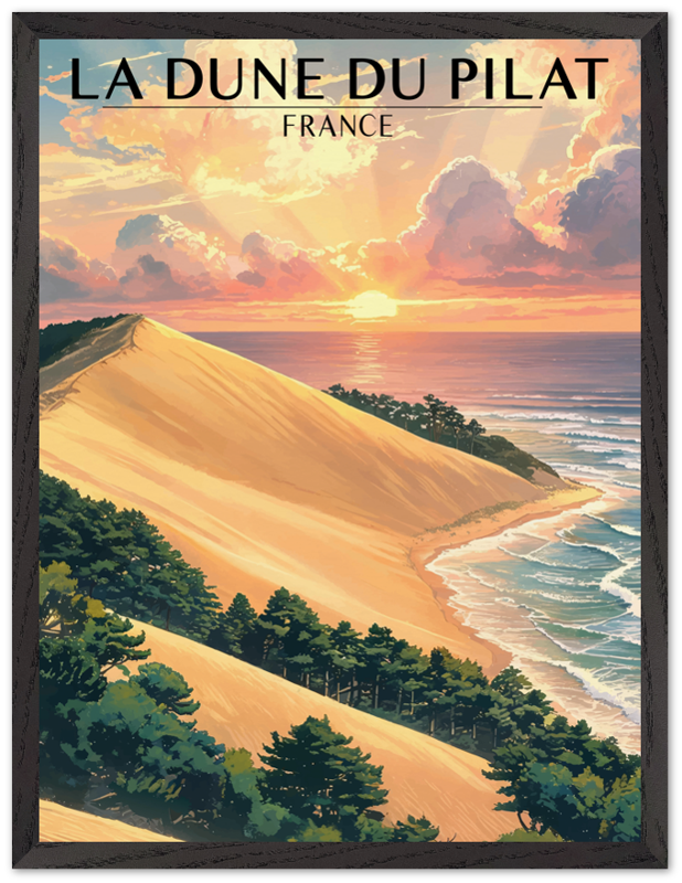 Affiche Dune du Pilat encadrée 45x60 cm, cadre noir