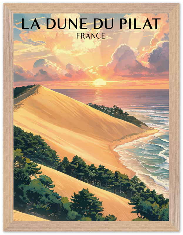 Affiche Dune du Pilat encadrée 30x40 cm, cadre bois naturel