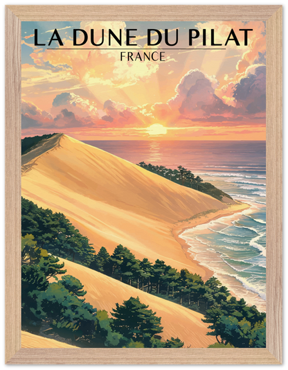 Affiche Dune du Pilat encadrée 30x40 cm, cadre bois naturel
