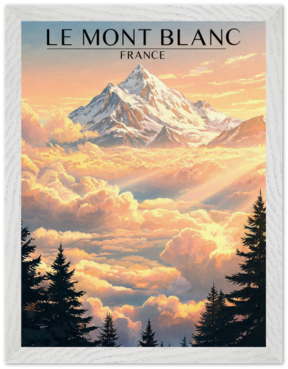Affiche Mont Blanc encadrée 30x40 cm, cadre blanc