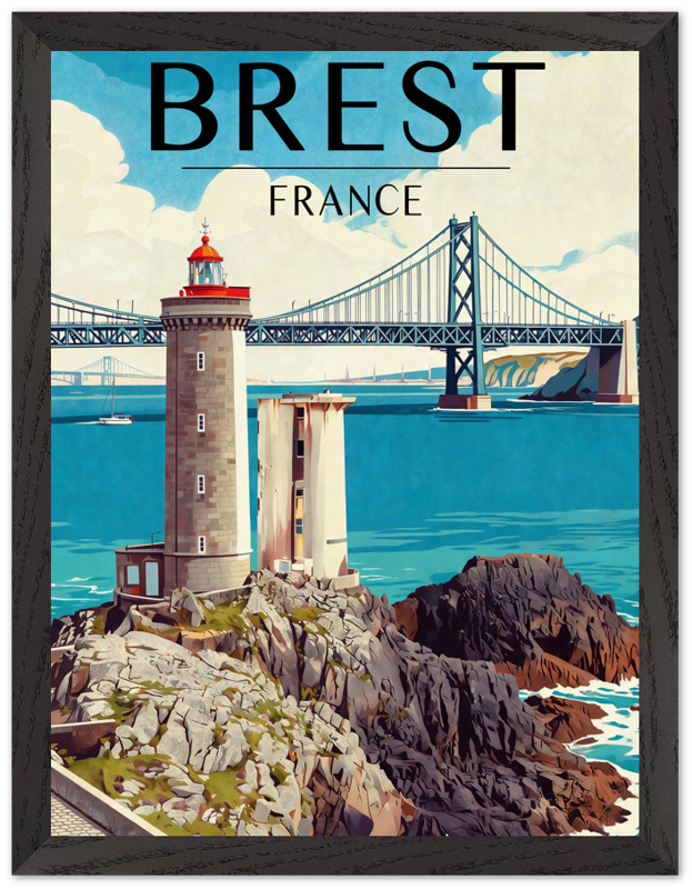 Affiche Brest encadrée 30x40 cm, cadre noir