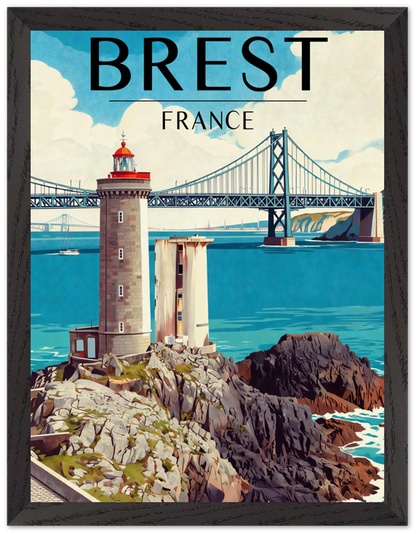 Affiche Brest encadrée 30x40 cm, cadre noir