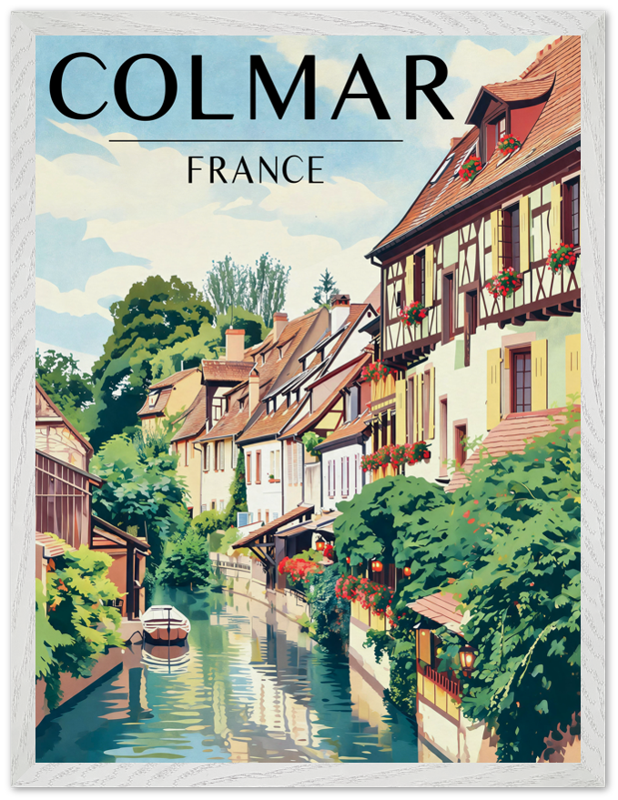 Affiche Colmar encadrée 45x60 cm, cadre blanc