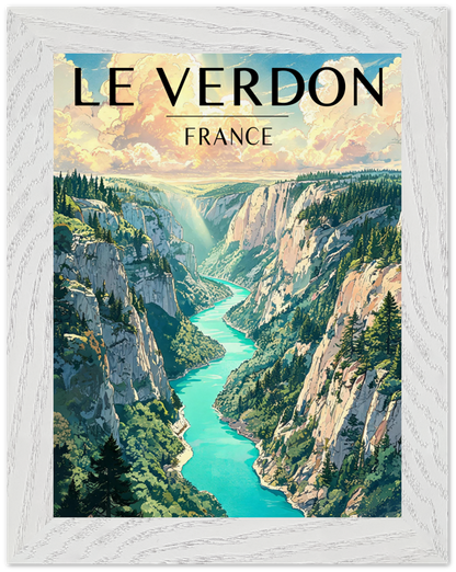 Affiche Gorges du Verdon encadrée 15x20 cm, cadre blanc