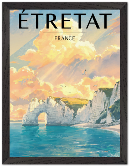 Affiche Étretat encadrée 30x40 cm, cadre noir