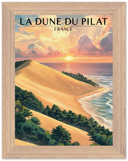 Affiche Dune du Pilat encadrée 15x20 cm, cadre bois naturel