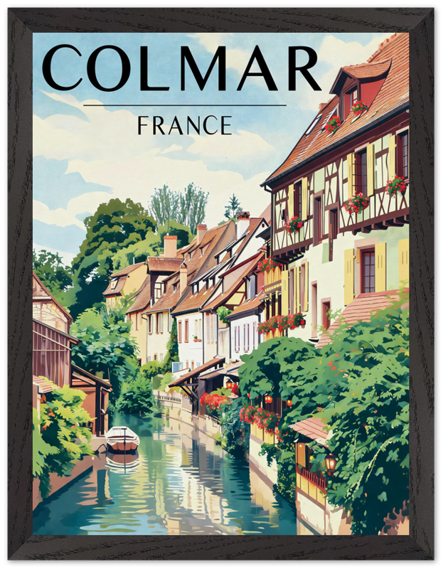 Affiche Colmar encadrée 30x40 cm, cadre noir