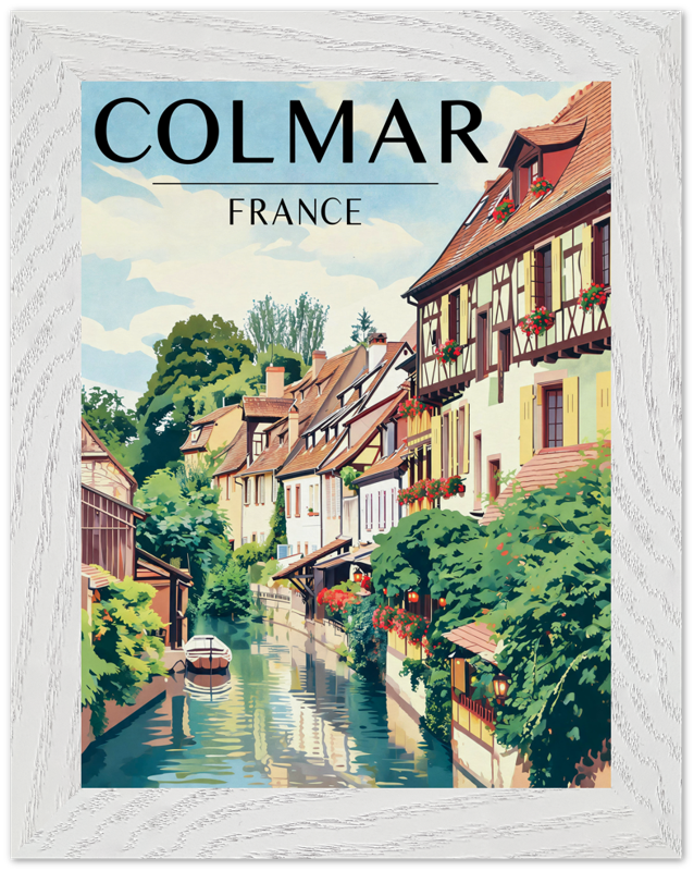 Affiche Colmar encadrée 15x20 cm, cadre blanc