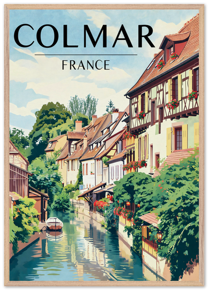 Affiche Colmar encadrée 70x100 cm, cadre bois naturel