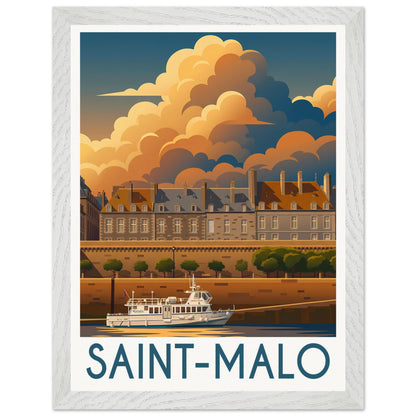 Affiche Saint-Malo - Encadrée, cadre blanc 30x40 cm