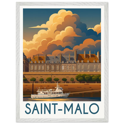 Affiche Saint-Malo - Encadrée, cadre blanc 45x60 cm